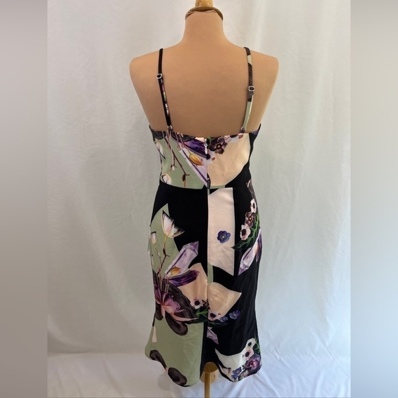 Bariano Australia Black Floral Tulip Hem Sheath MIDI Dress - Picture 6 of 10